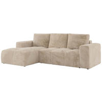 ECKSOFA MONIVA Creme Plüsch - Links - Creme/Schwarz, Textil (164/266cm) - MKS