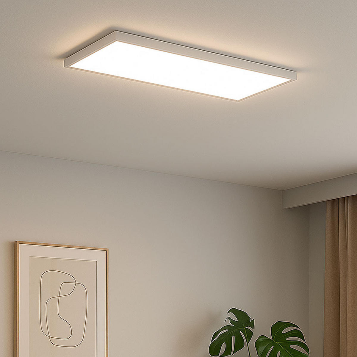 LED DECKENPANEL Weiß eckig - Weiß, Kunststoff (58.2/20.2/4.1cm) - Briloner