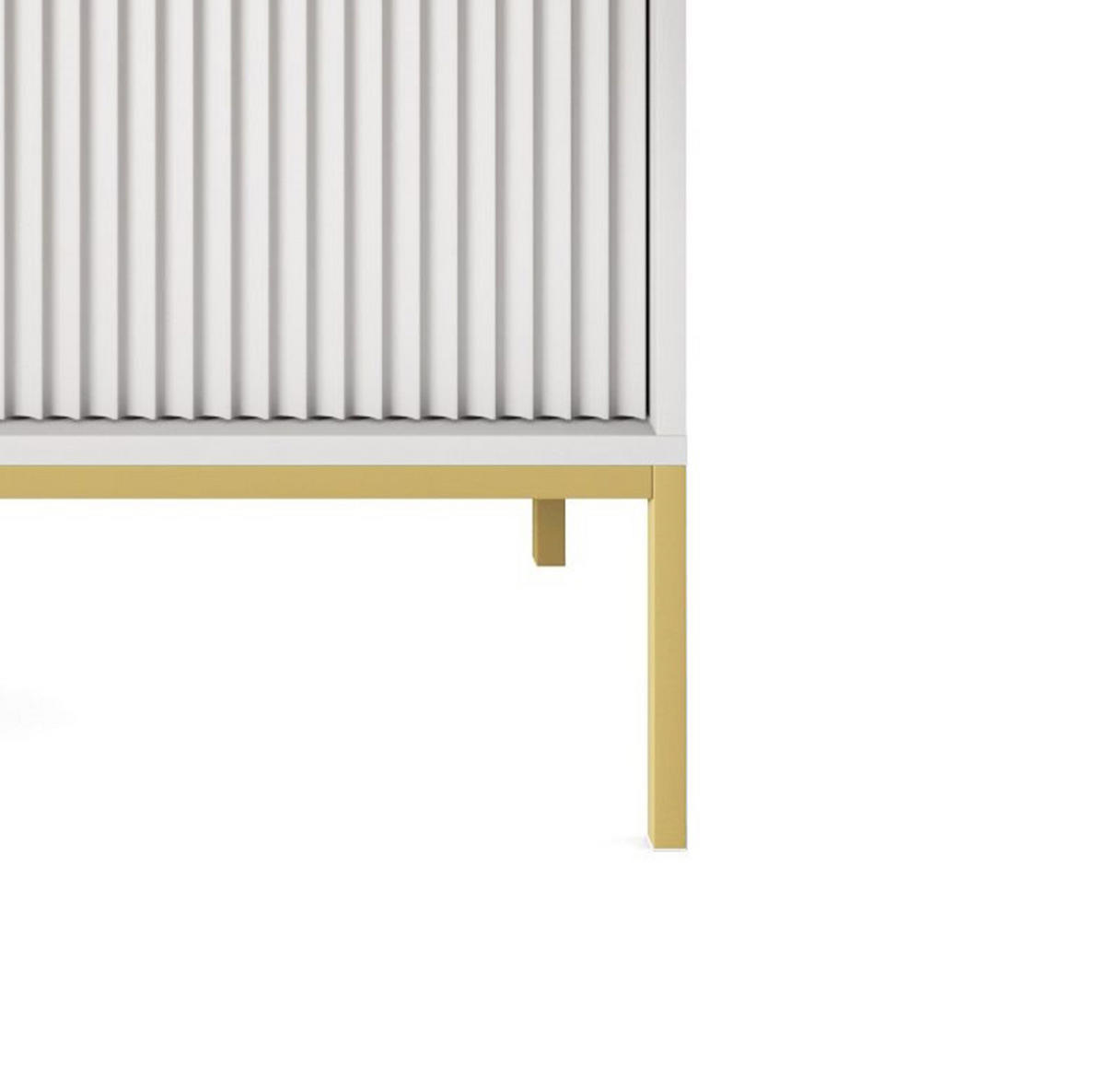 KOMMODE NOVA, Geriffelte Front, 2-Türen, 2-Schubladen 104x39x83 cm, Grau - Goldfarben/Graphitfarben, Holzwerkstoff/Kunststoff (104/83/39cm) - DomoHome