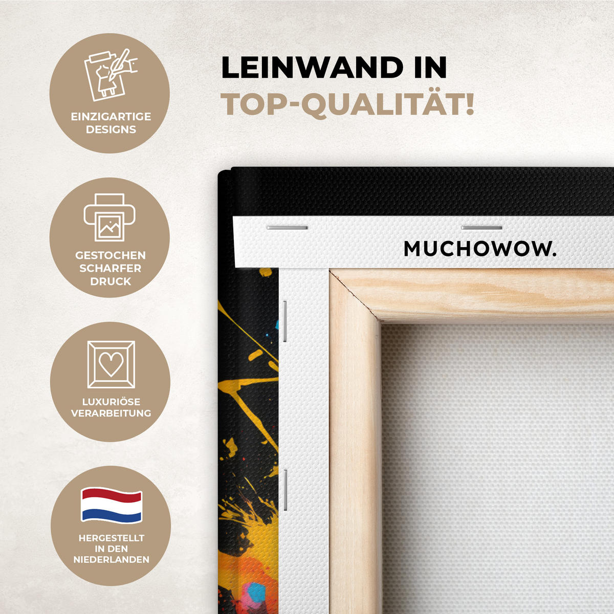 LEINWANDBILD Katze - Graffiti - Bunt - Waffel - Essen 30x40 cm - Türkis, Textil (30/40cm) - MuchoWow