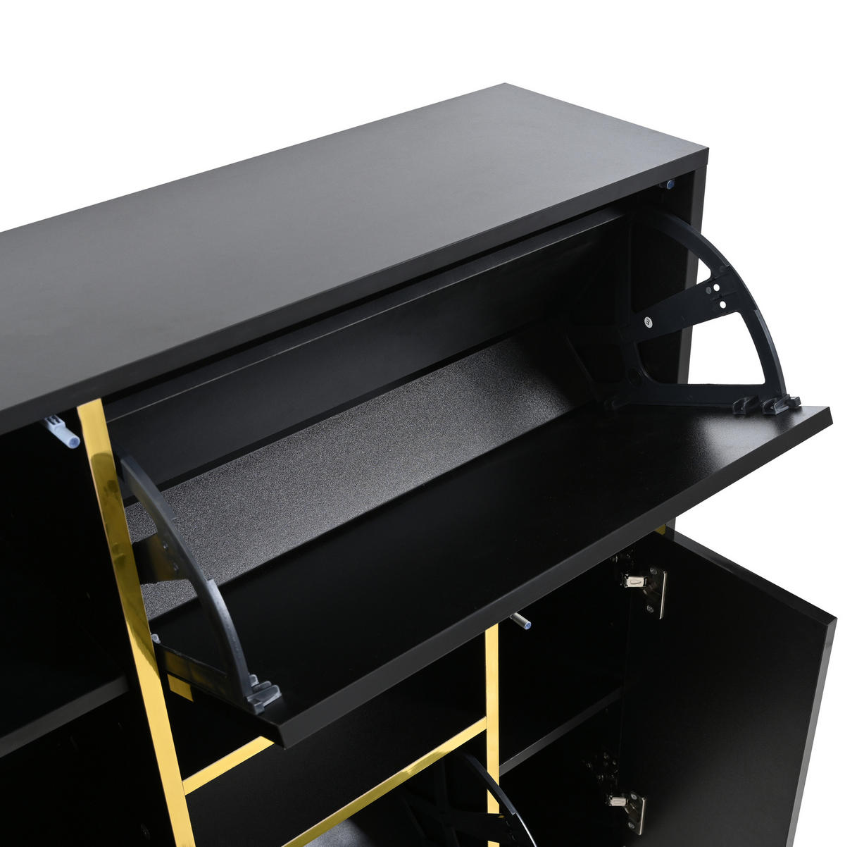 SCHUHSCHRANK 80/96/25 cm Schwarz aus Spanplatte mit LED-Beleuchtung - Schwarz, Holzwerkstoff (80/96/25cm) - OKMYHOME
