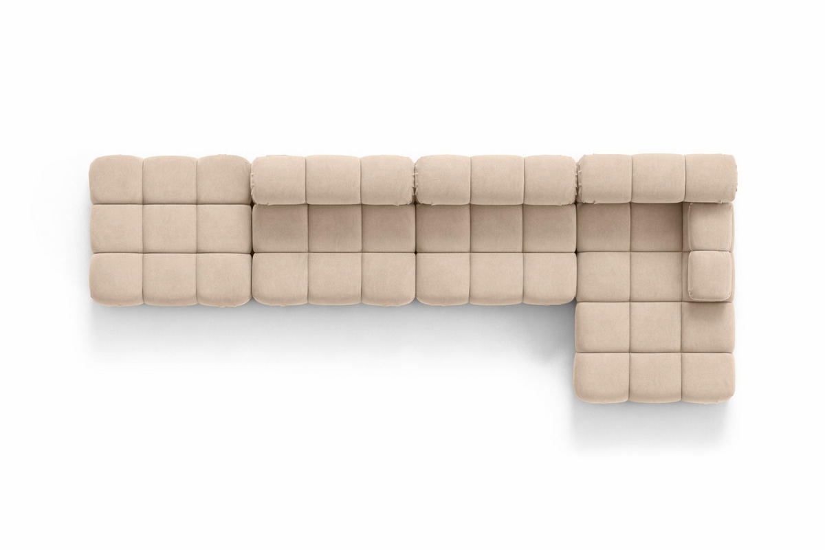 ECKSOFA L-Form XL, Stoff Velours Salvador, Beige, Rechts, Selia L XL - Beige, Holz (380/160cm) - Kaiser Möbel
