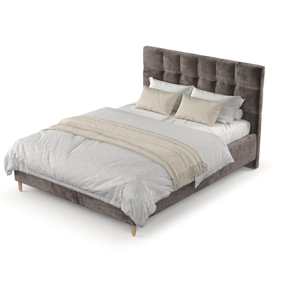 POLSTERBETT Cora 160/200 cm Braun im Lotta Stoff - Naturfarben/Braun, Holz/Holzwerkstoff (160/200cm) - AltaBeds