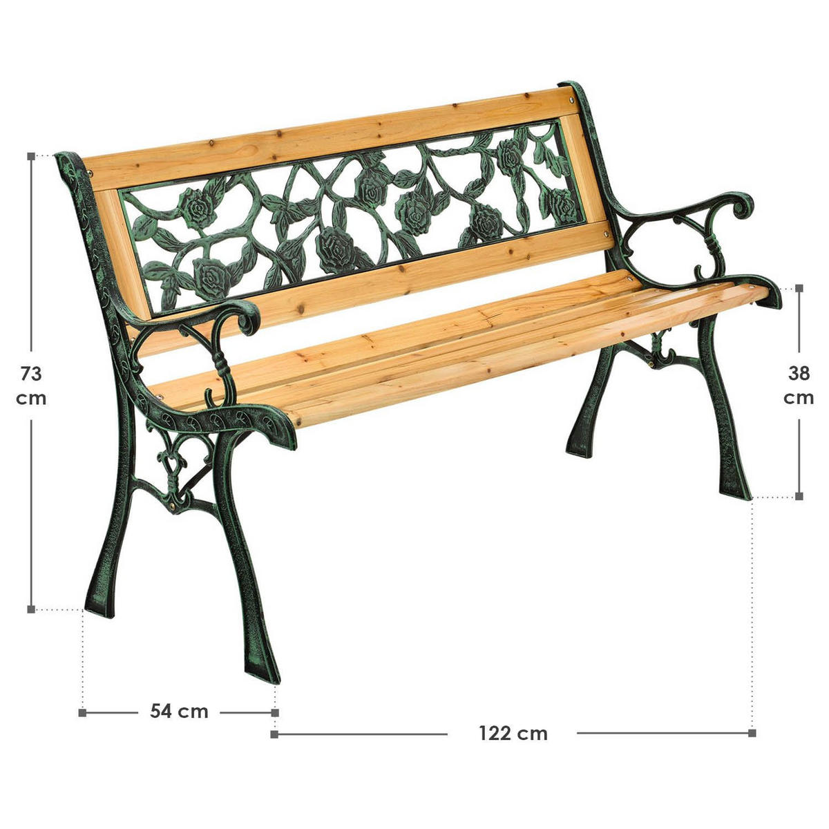 GARTENBANK Venezia 2-Sitzer - Braun, Holz (122/73/54cm) - Juskys