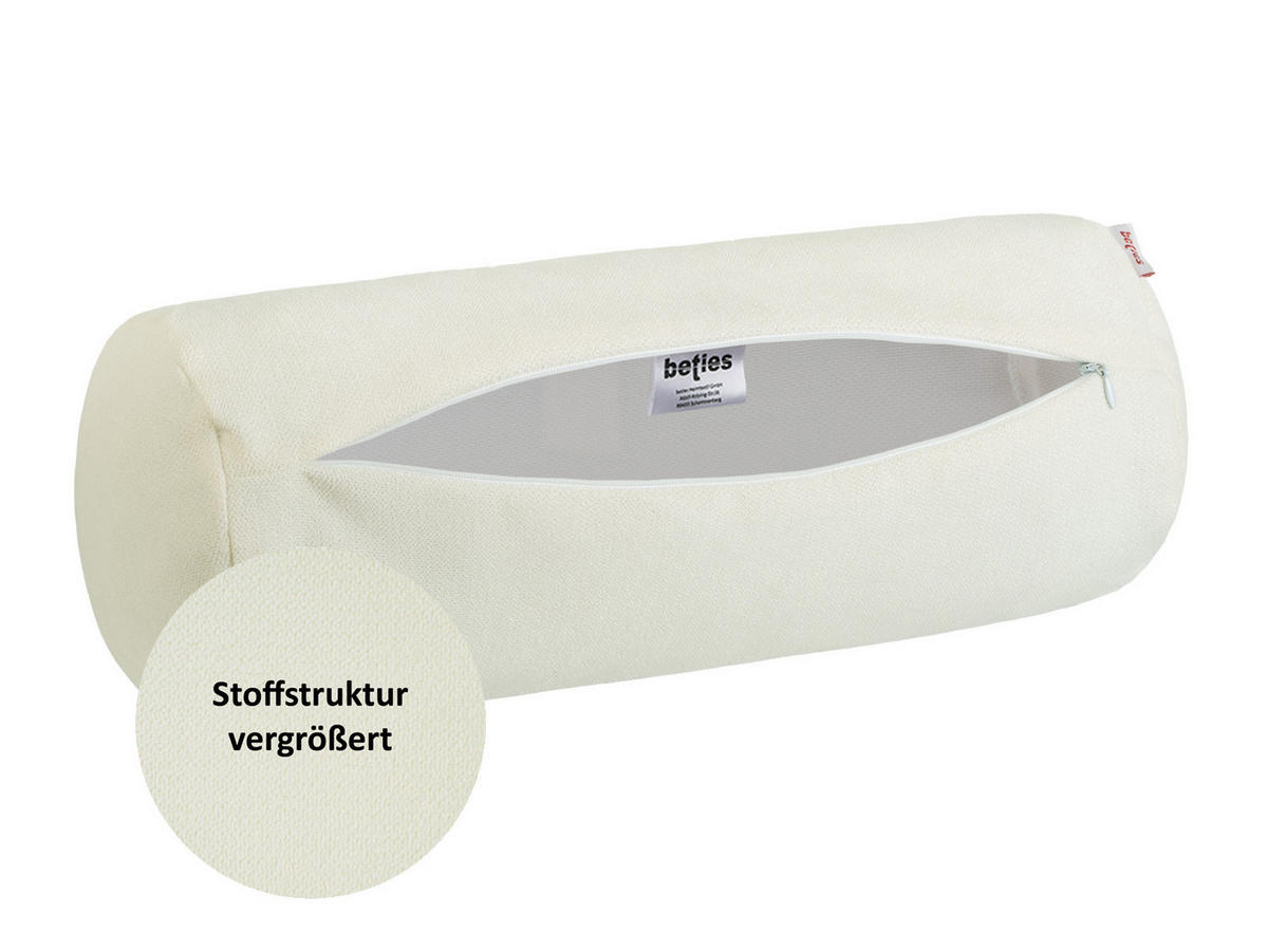 NACKENROLLENHÜLLE FarbTon Chenille-Haptik sahne-weiß 40/15 cm - Ecru, Textil (15/40cm) - beties Heimtextil