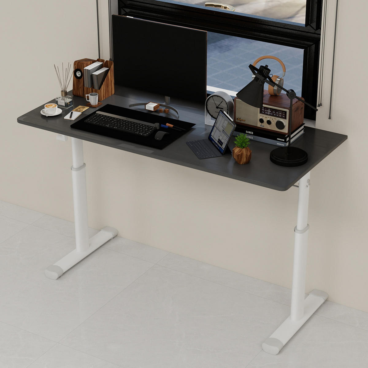 SCHREIBTISCH in Grau Höhenverstellbarer Kinderschreibtisch mit kompaktem Design für Arbeitszimmer, B120/T60/H90 cm - Weiß/Grau, Holzwerkstoff/Metall (60/120/90cm) - STILVORA