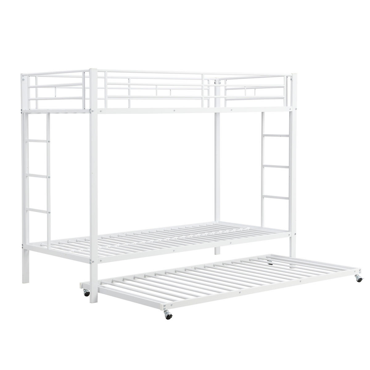 ETAGENBETT 90/200 cm aus Metall mit Ausziehbett in Weiß - Weiß, Metall (90/200cm) - BEAOK