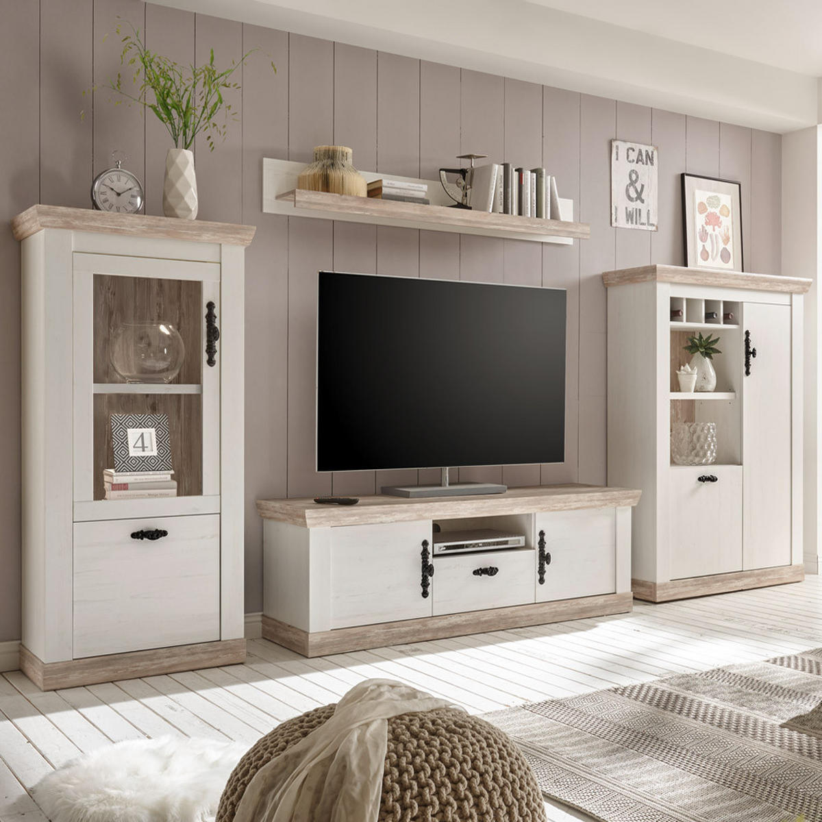 LOWBOARD Ferna-61 - Weiß, Holzwerkstoff (156/51/44cm) - Lomado