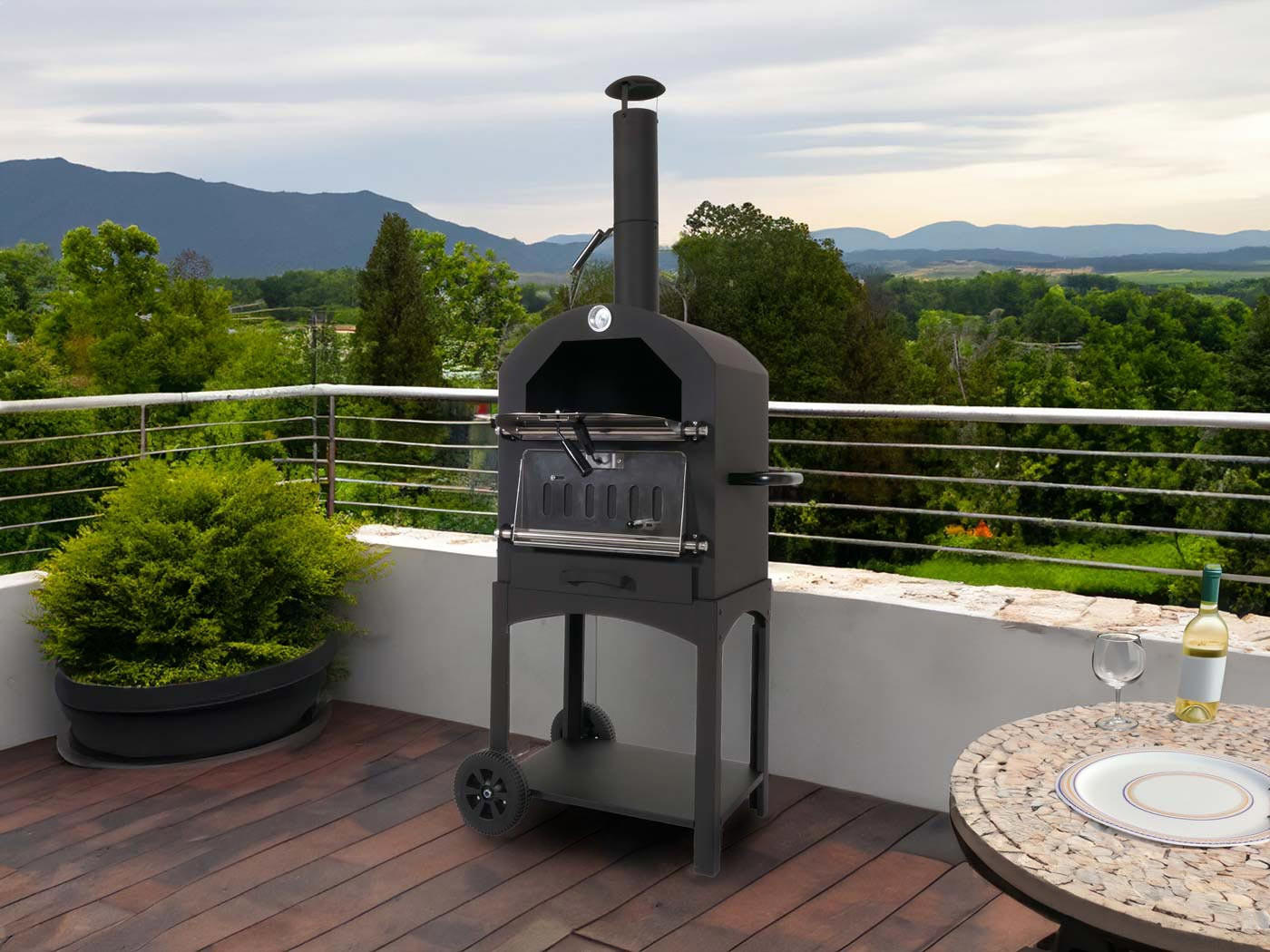PIZZAOFEN Schwarz - Schwarz, Metall (70/166/48cm) - MCW