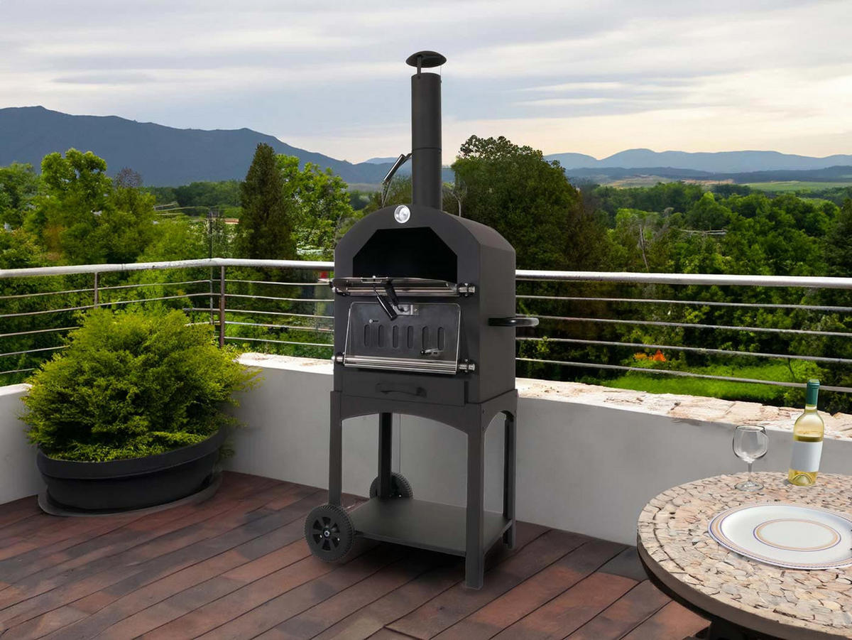PIZZAOFEN Schwarz - Schwarz, Metall (70/166/48cm) - MCW