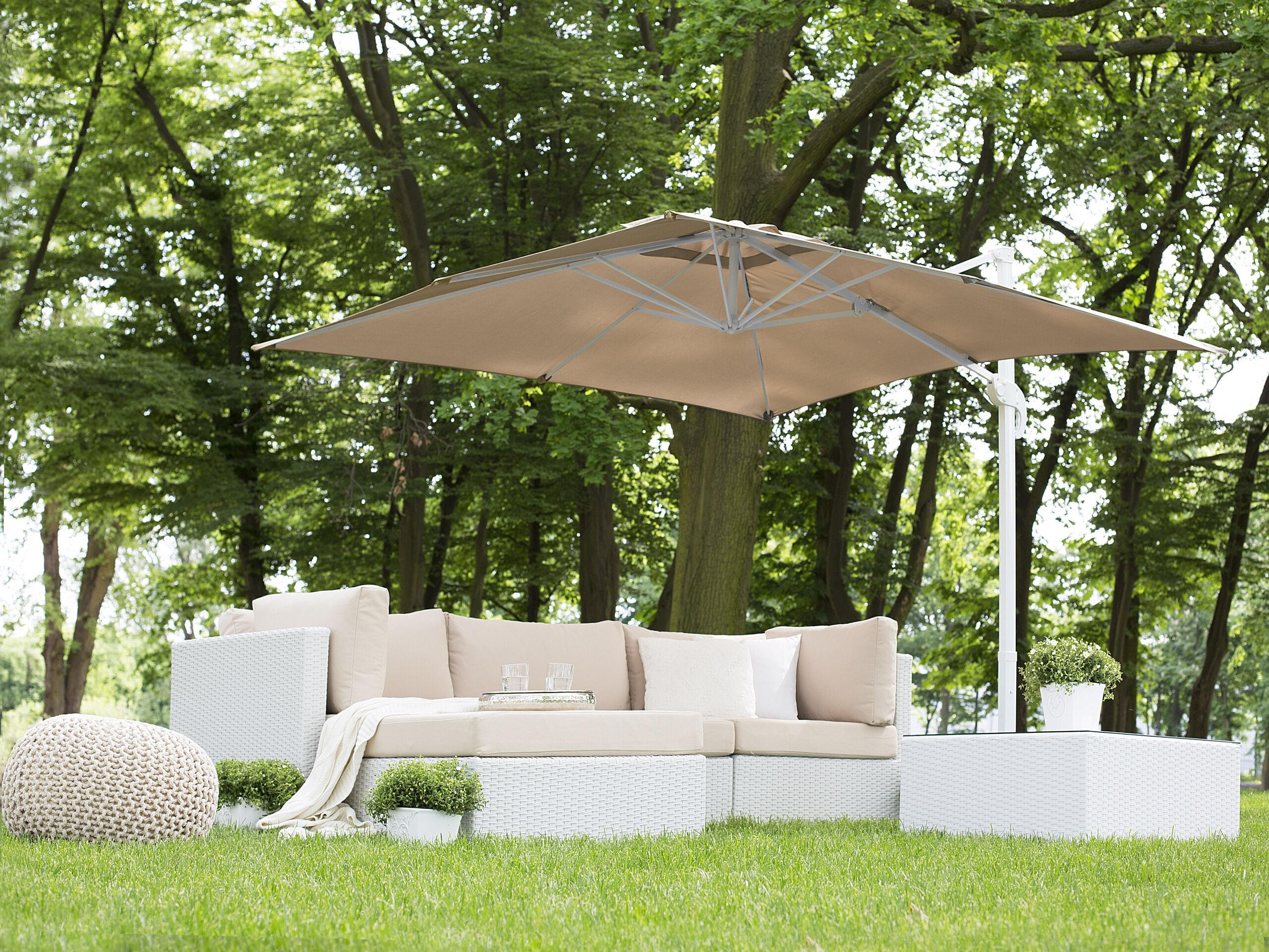 AMPELSCHIRM sandbeige/weiß 250/250/235 cm Monza - Beige/Weiß, Textil (250/250cm) - Beliani