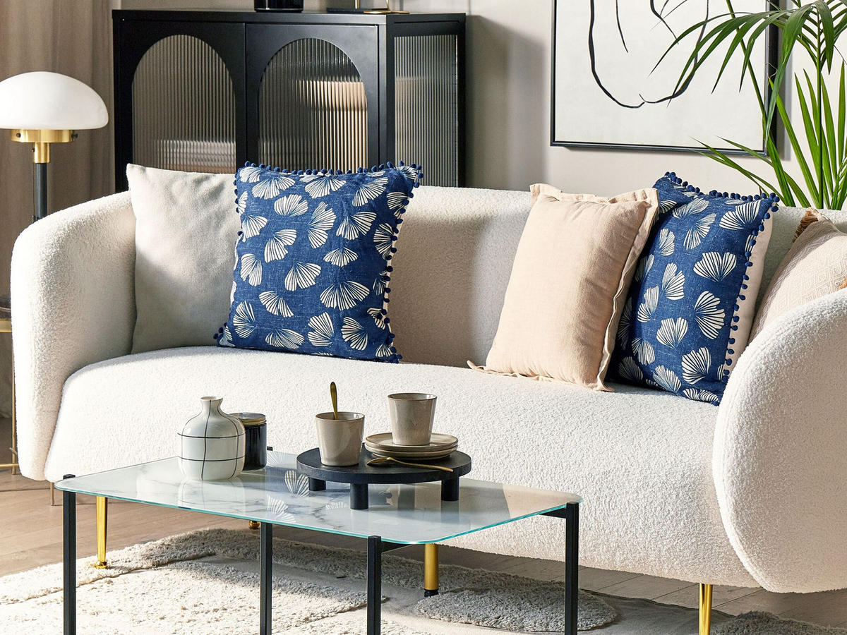 DEKOKISSEN 2er-Set Dunkelblau 45/45 cm Dandelion - Dunkelblau, Textil (45/45cm) - Beliani
