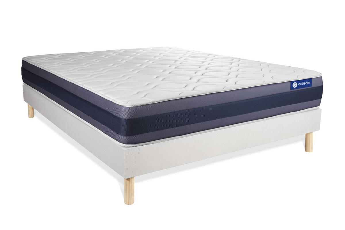 BETT Actimemo morpho Memory-Schaum 140 x 210 cm h1 - Kit Bettgestell Weiß - Beige/Weiß, Holz (140/210cm) - ACTISOM