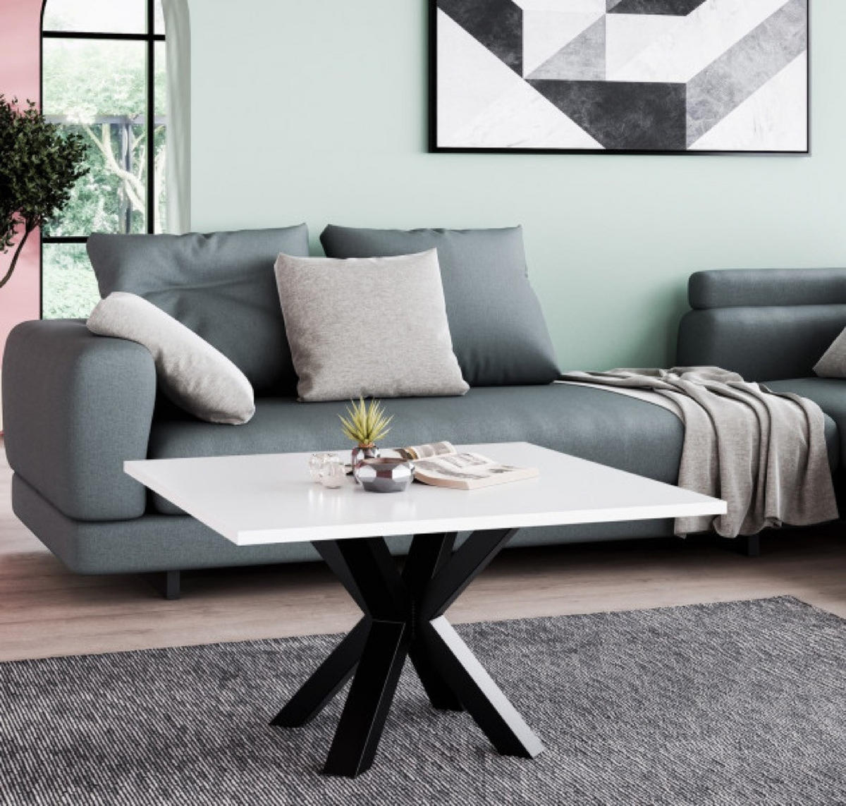 TISCH Weiß NEO Quadratisch Mit Metallgestell 60x60 cm - Weiß, Holzwerkstoff (60/60/45cm) - Sepro Meble