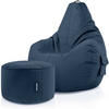 SITZSACK + Hocker "Cozy+Stay" 2er Set - Dunkelblau, Textil (70/90/80cm) - Green Bean