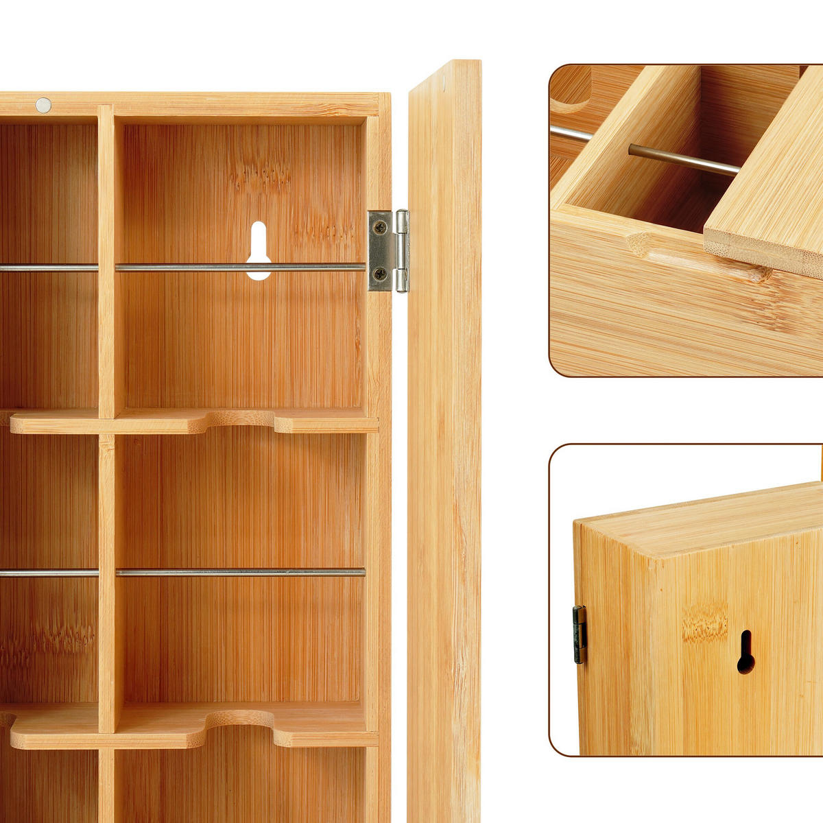 TEEBOX - Hellbraun, Holz/Metall (26.5/31/7cm) - Relaxdays