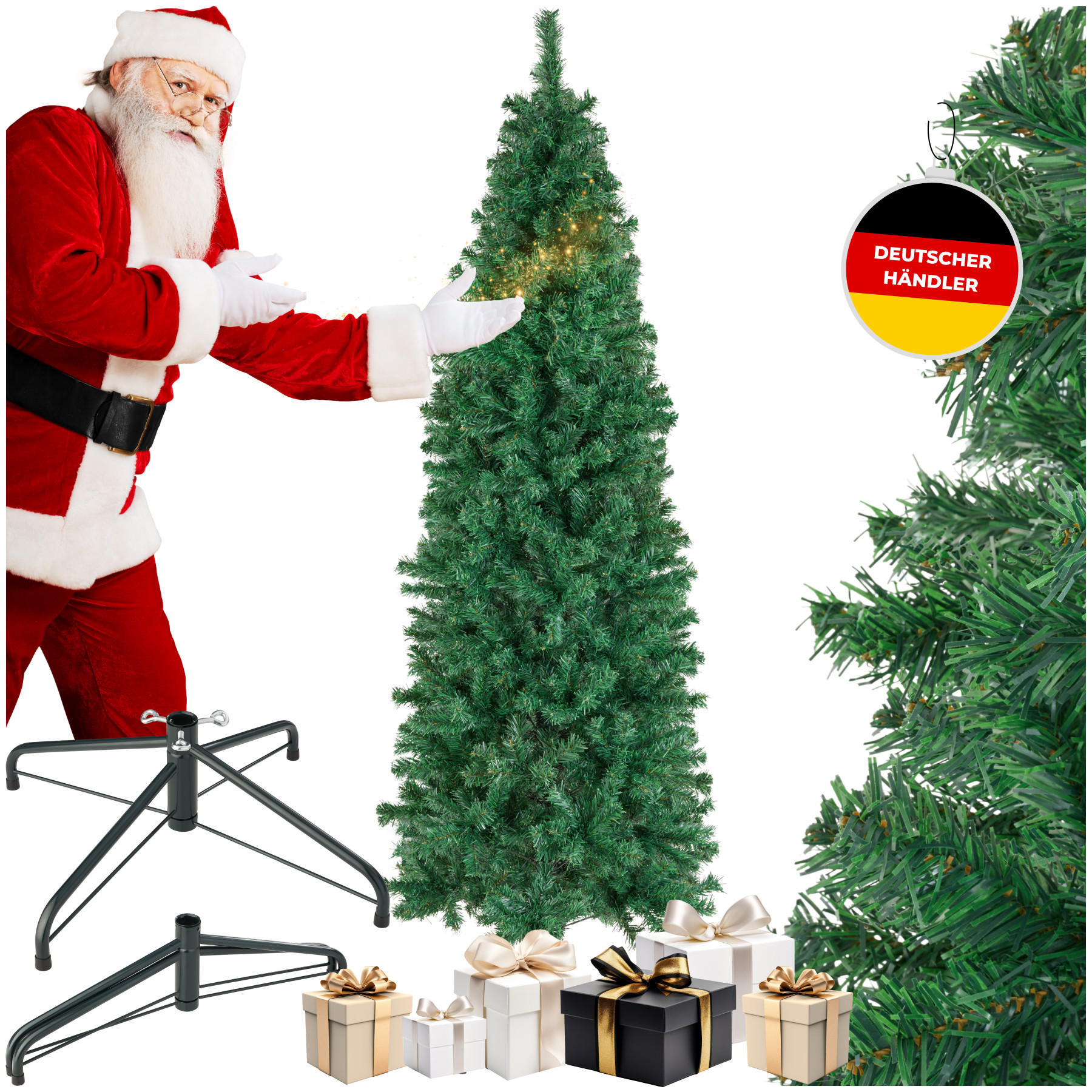 WEIHNACHTSBAUM Comet,pulverbeschichteter Metallständer mit Kunststoffkappen,grün - Grün, Kunststoff (150cm) - tectake