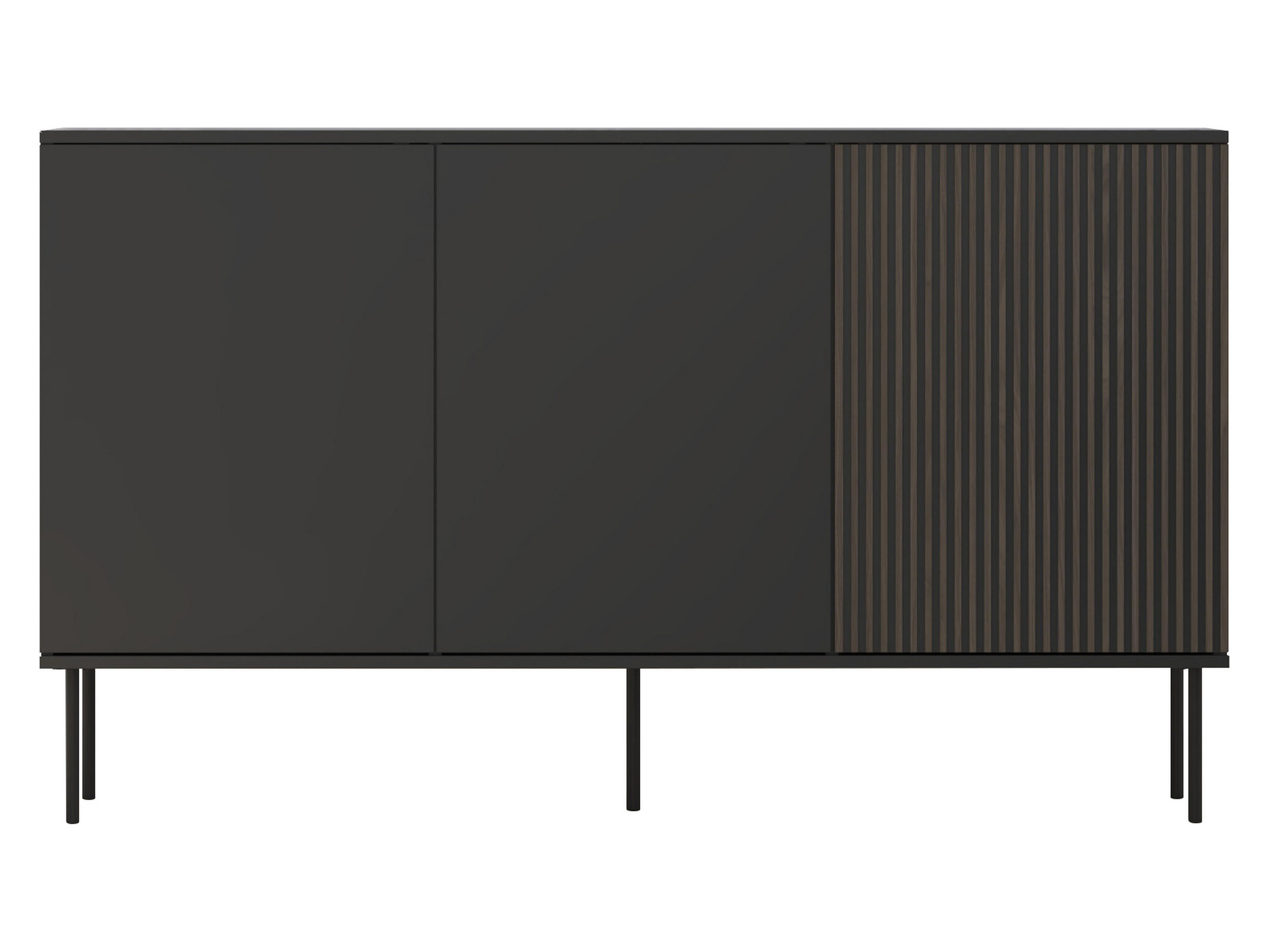 Mirjan24 Sideboard Schwarz, Nussbaum 151x88x39 cm