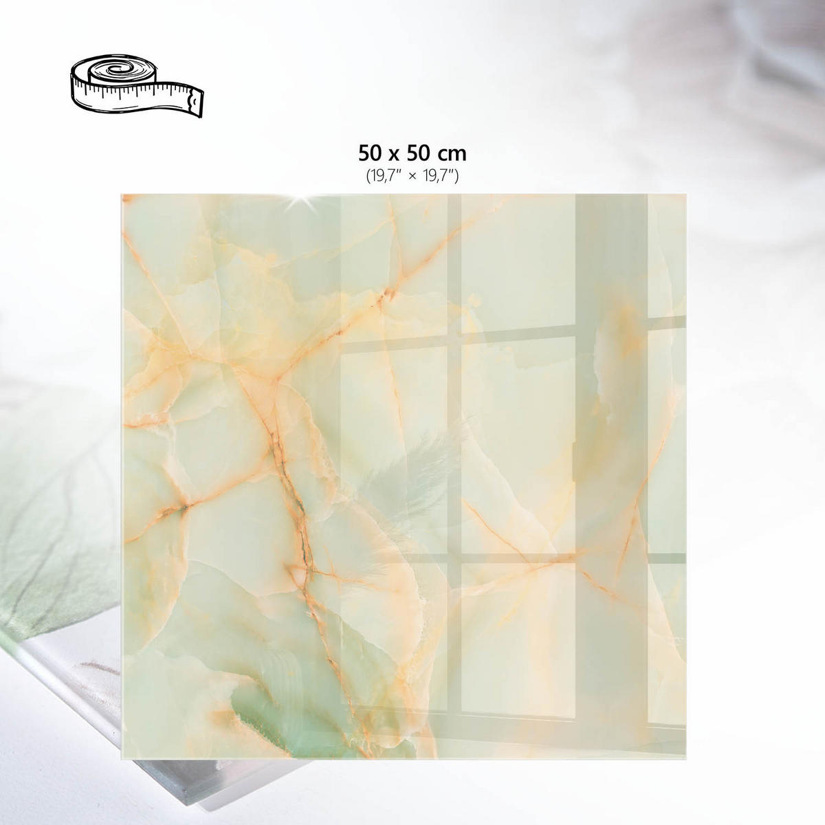 TISCHPLATTE 50x50 cm – Natürliche Eleganz - Weiß, Glas (0.4/50/50cm) - Wallfluent