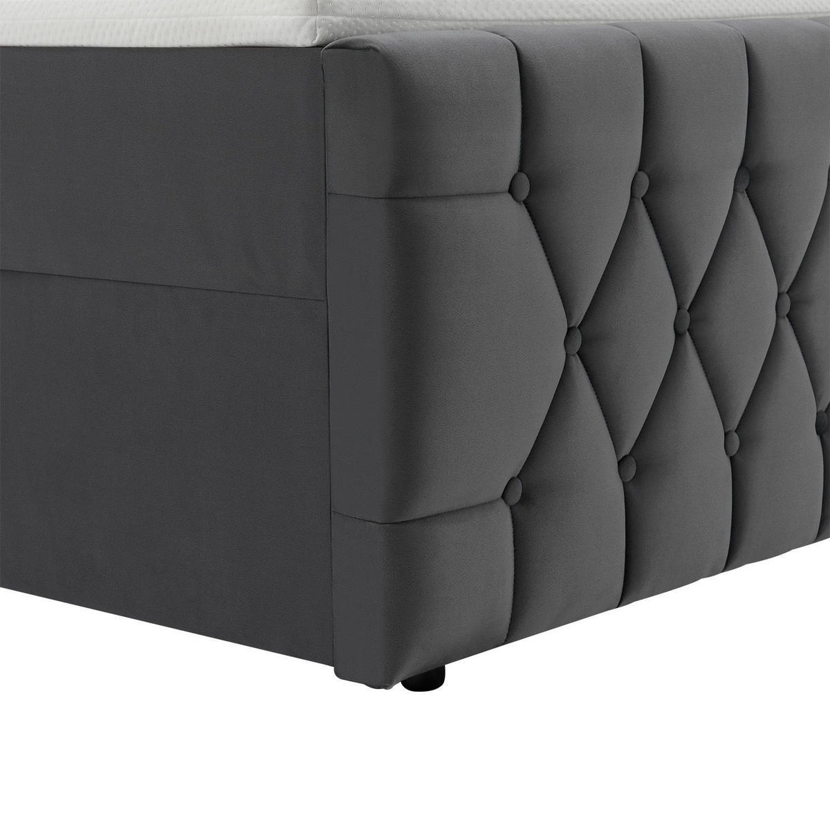 BOXBETT Leona Grau Samt 140x200 cm - Grau, Textil (140/200cm) - Juskys