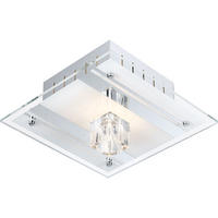 DECKENLEUCHTE Metall Silber Kristalloptik - Silberfarben, Glas (18/18/10cm) - Esto