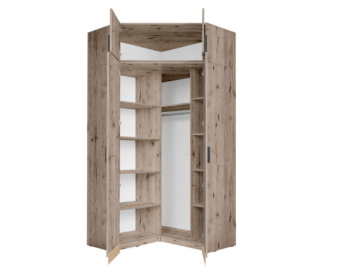 KLEIDERSCHRANK SOLENA 06 - 117×197×117 cm 2 Türen mit Kleiderstange Wellington Eiche - Eichefarben, Holz/Holzwerkstoff (117/197/117cm) - Milaros Markt