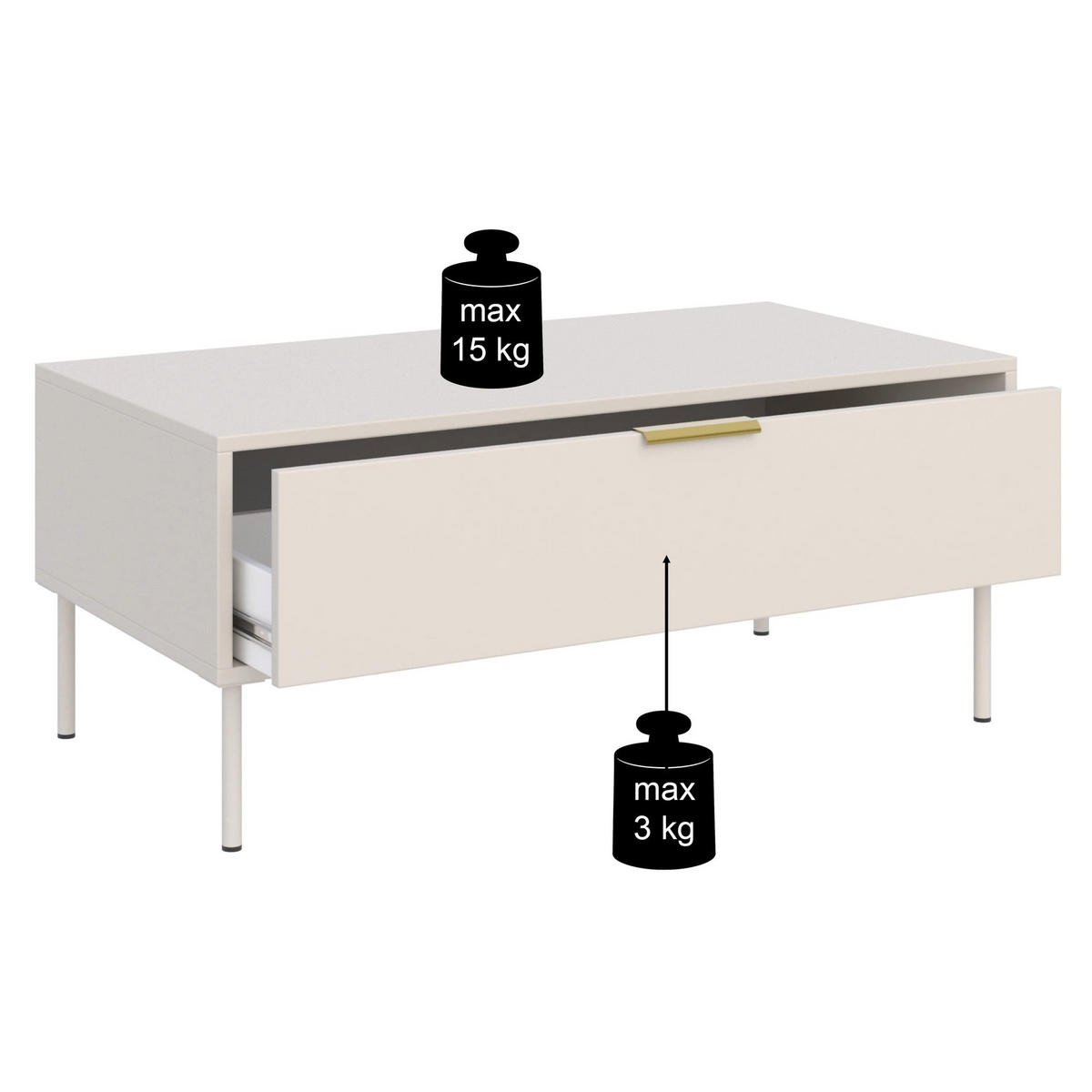 KONFERENČNÝ STOLÍK VENA kašmír 100/50 cm - taupe/béžová, kov/kompozitné drevo (50/100/44cm) - Selsey
