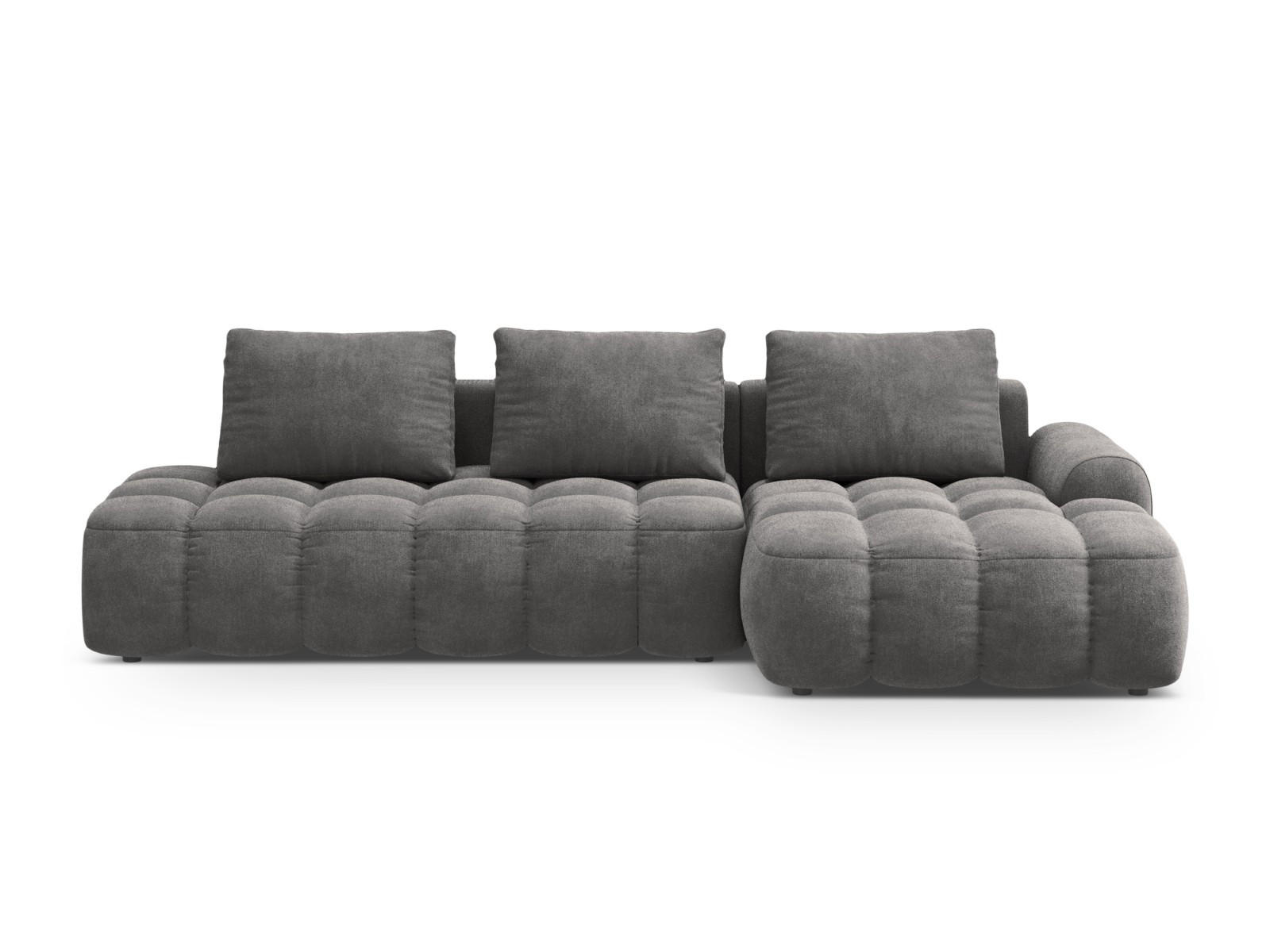AUSKLAPPBARES-ECKSOFA rechts mit Container Linz aus Samt grau 3 Sitzplätze - Grau, Textil (142/275cm) - Cosmopolitan Design