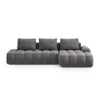 AUSKLAPPBARES-ECKSOFA rechts mit Container Linz aus Samt grau 3 Sitzplätze - Grau, Textil (142/275cm) - Cosmopolitan Design