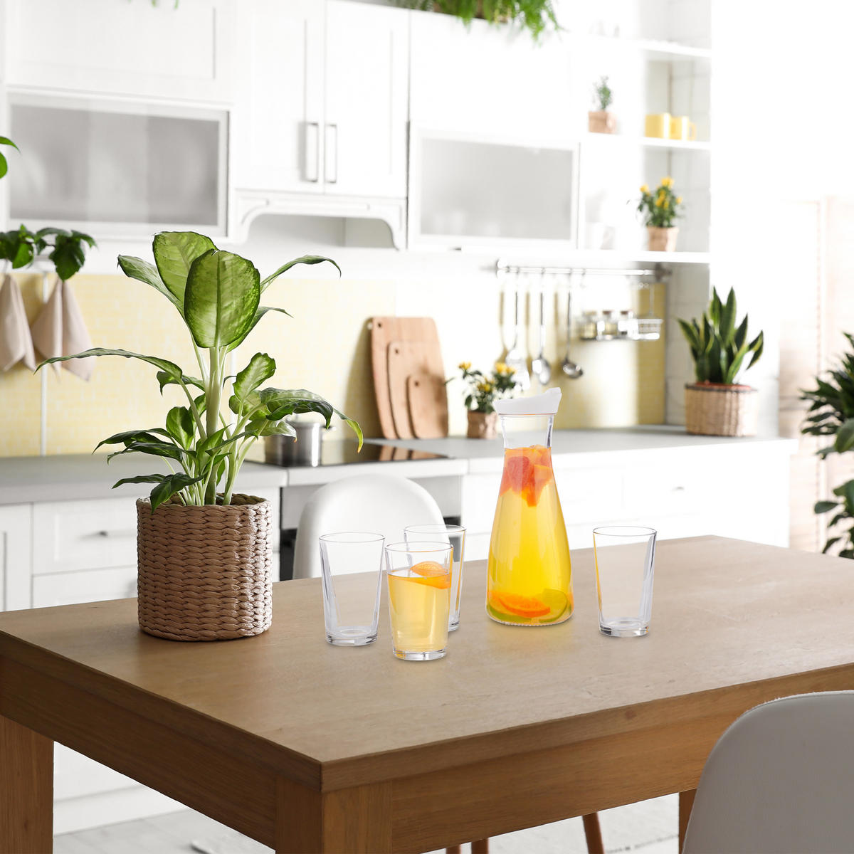 5-TLG.GLÄSERSET - Transparent, Glas/Kunststoff (0.9L) - Relaxdays