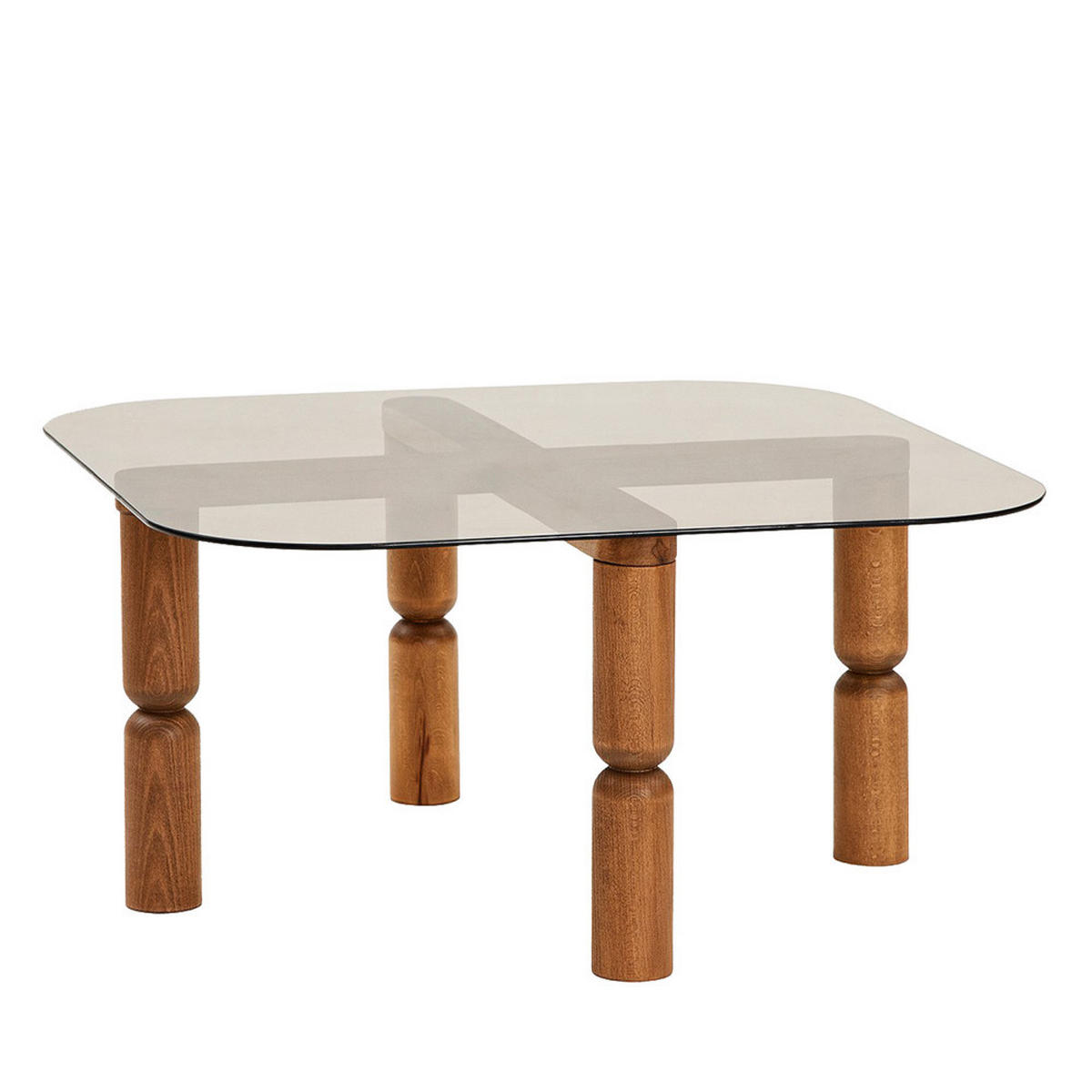 COUCHTISCH - Glas - Dunkles Holz - Nussbaumfarben, Glas (80/80/40cm) - Drawer