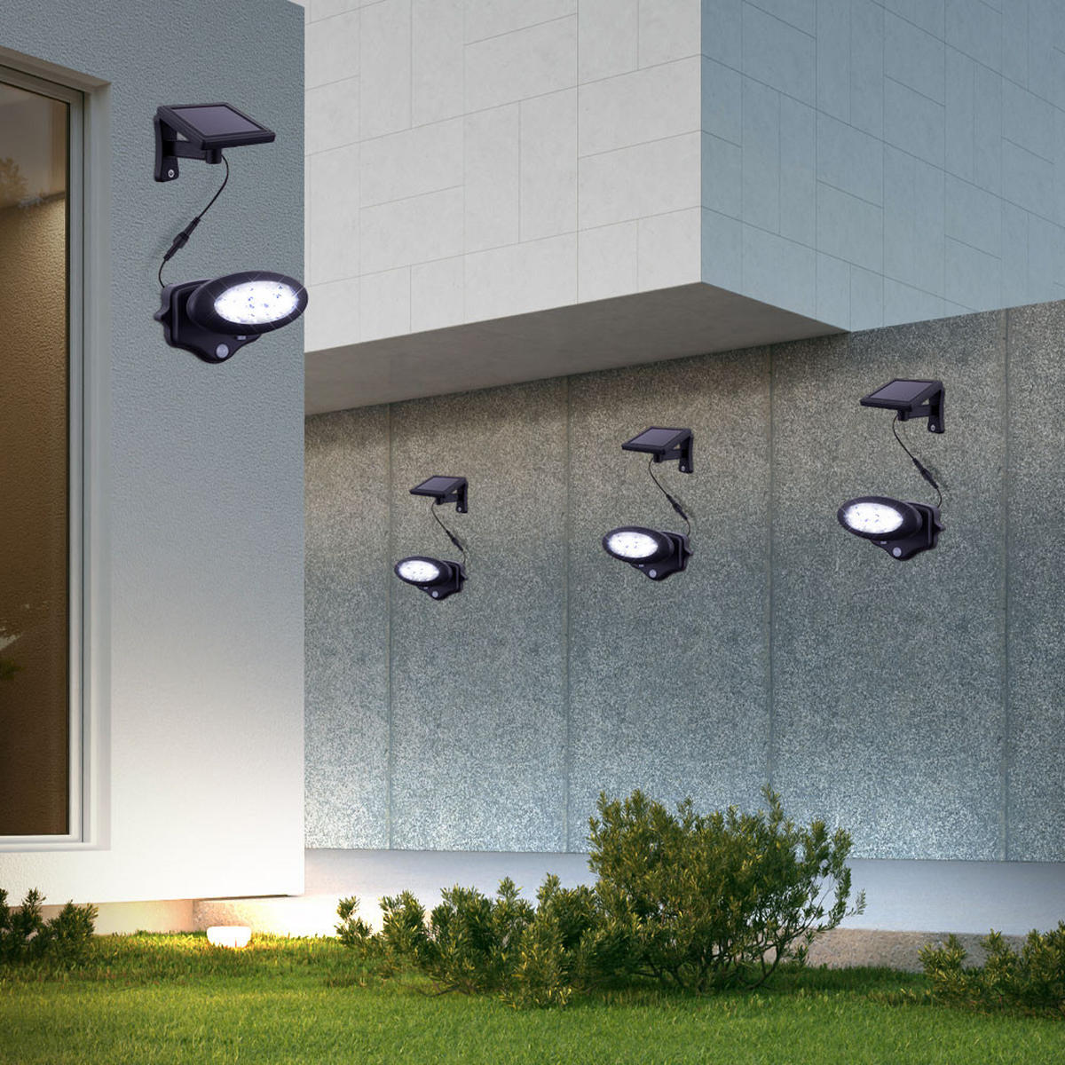 LED STRAHLER Solar Anthrazit 2er Set - Anthrazit, Kunststoff (17/17/11.3cm)