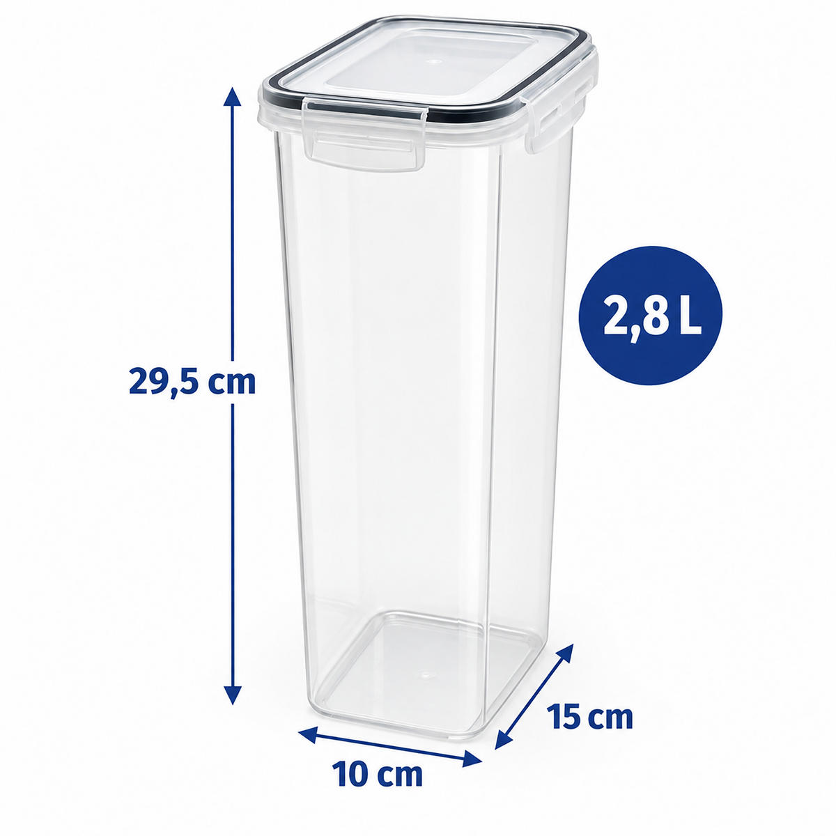 DÓZY Transparentné sada-6 ks 2,8 l - priehľadné, plast - Relaxdays