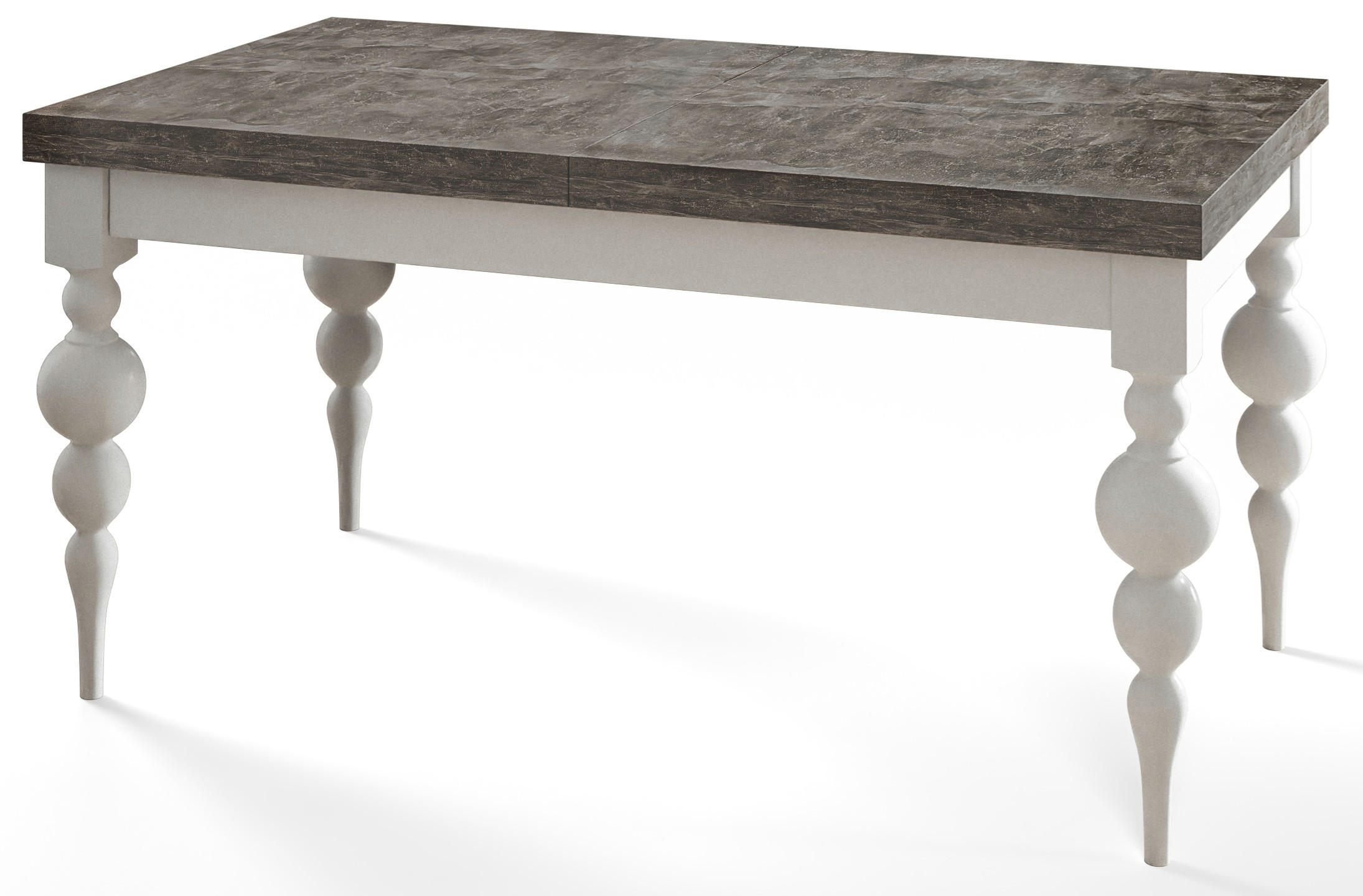 ESSZIMMERTISCH LENA, ausziehbarer Tisch 140-180X80X78,5 cm, Farbe: Dunkelgrau, mit Tischbeinen in Farbe Weiß - Dunkelgrau/Weiß, Holzwerkstoff (140/80/79cm) - Alpi-Möbel