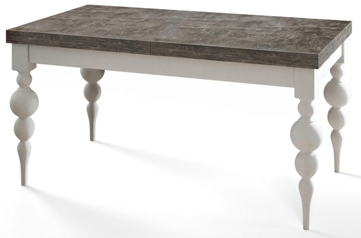 ESSZIMMERTISCH LENA, ausziehbarer Tisch 200-300X100X78,5 cm, Farbe: Dunkelgrau, mit Tischbeinen in Farbe Weiß - Dunkelgrau/Weiß, Holzwerkstoff (200/80/79cm) - Alpi-Möbel