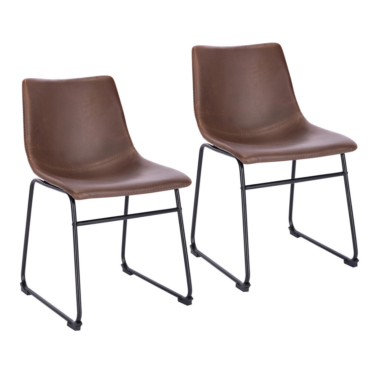 ESSZIMMERSTUHL HARRY 2er Set Kunstleder Braun - Schwarz/Braun, Textil/Metall (46/79/41cm) - SVITA