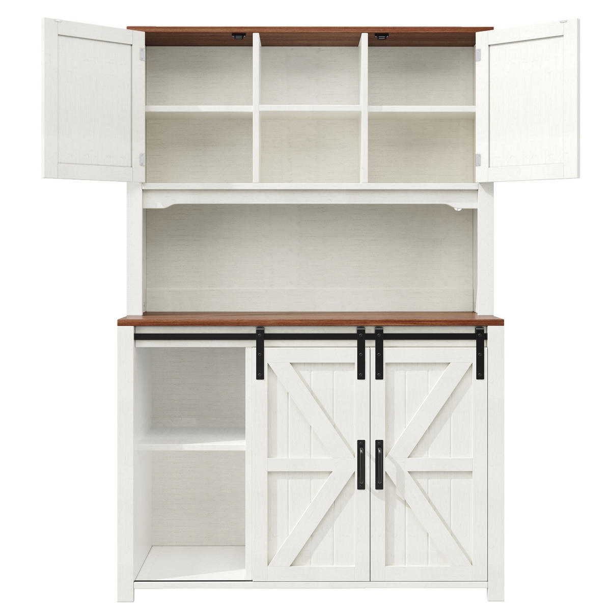 BUFFET 115/40/174,7 cm weiß aus MDF und Metall mit LED - Weiß, Holzwerkstoff (115/174.7/40cm) - OKWISH