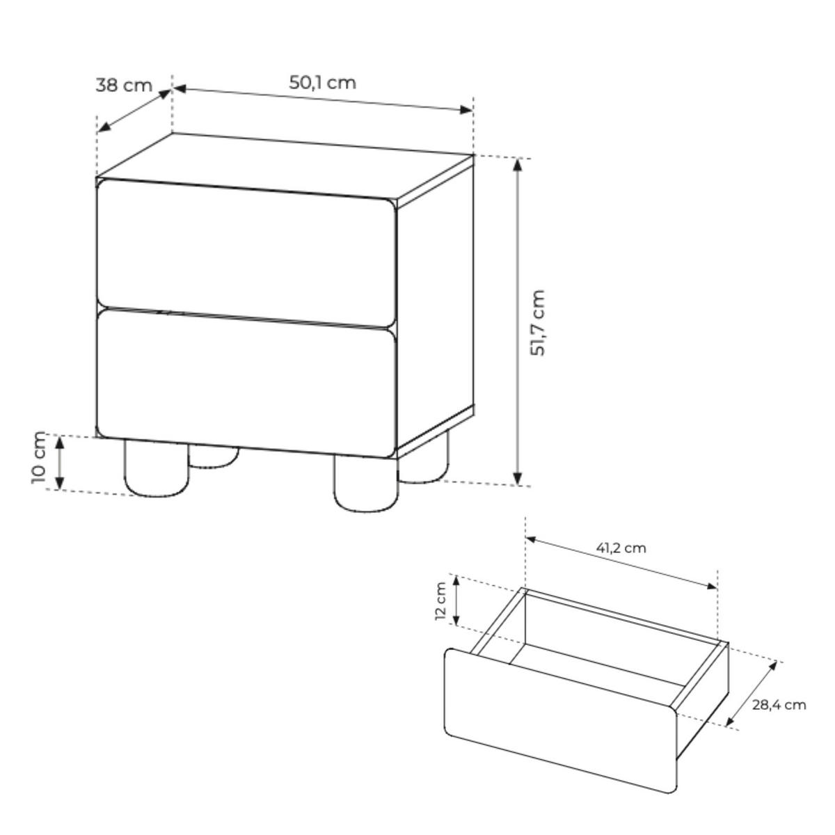 NACHTTISCH: Vicenza-Eiche, 50,1 x 51,7 x 38 cm - Eichefarben, Holzwerkstoff (50.1/51.7/38cm) - 3XE LIVING