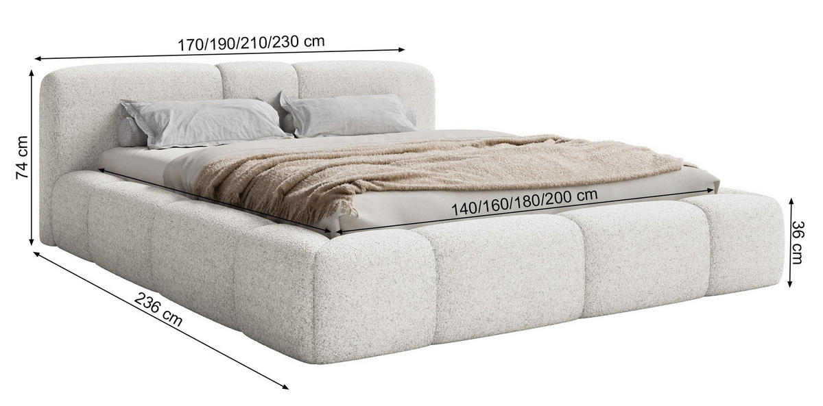 ČALOUNĚNÁ postel Bowia, vínový plyš, 180x200 cm - bordeaux/černá, textil (180/200cm) - Selsey