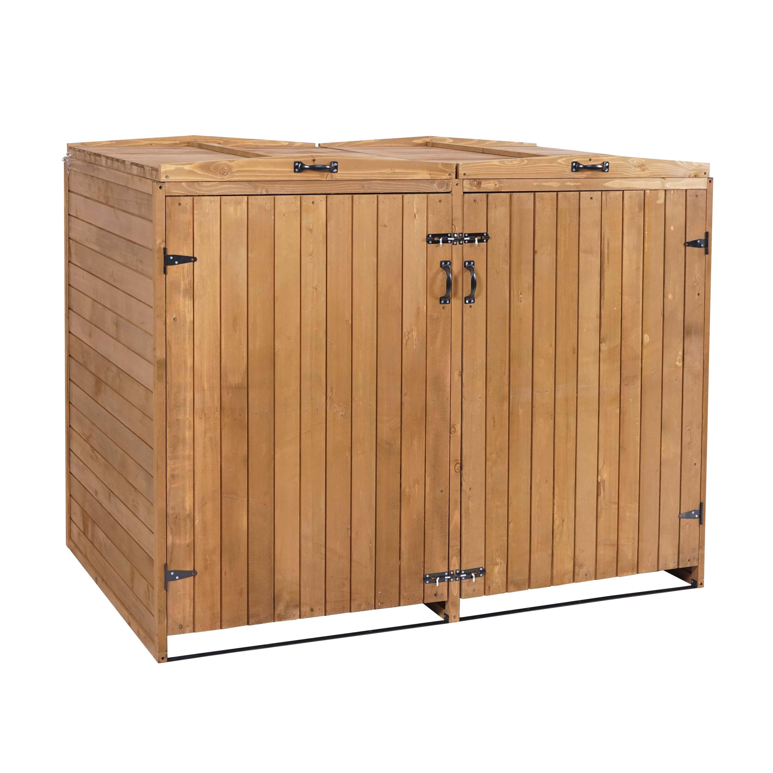 MÜLLTONNENBOX XL 2er-/4er HxBxT 126x158x98cm Braun Holz - Braun, Holz (158/126/98cm) - PROREGAL