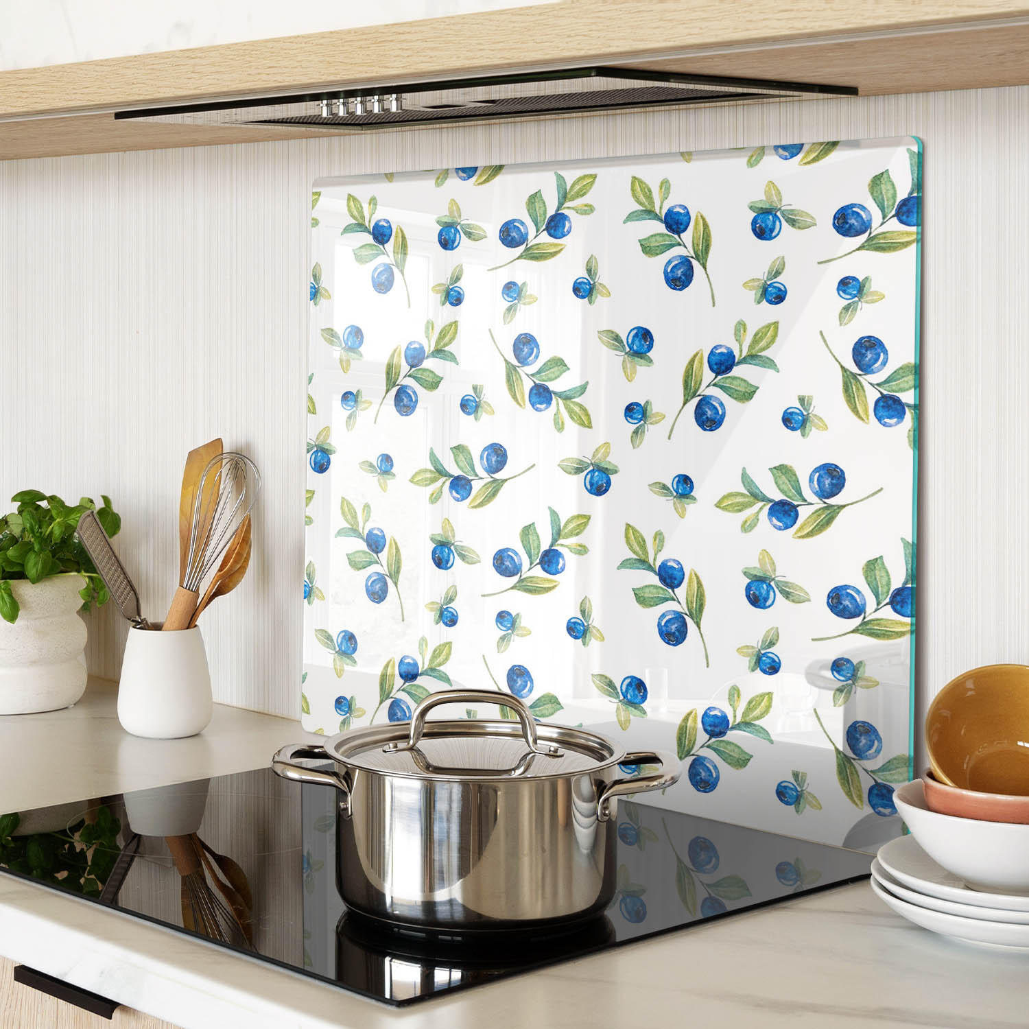 GLASPLATTE 60x52 cm Blaubeeren - Blau, Glas (60/0.4/52cm) - TULUP