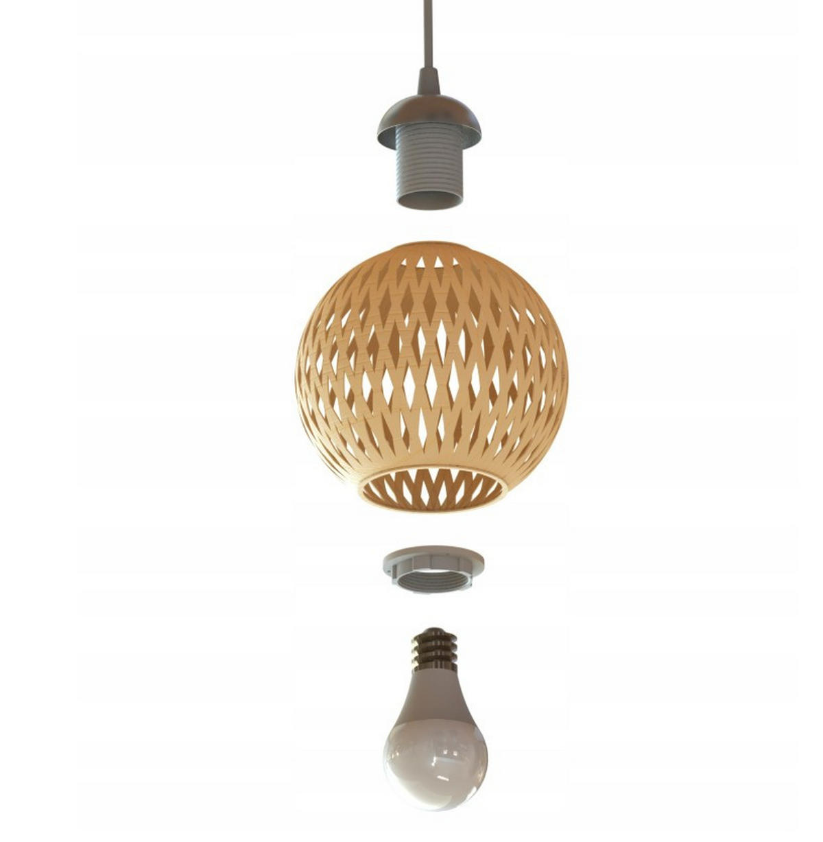 PENDELLEUCHTE BOHO - Beige/Schwarz, Holz/Metall (13/42/100cm) - kiki design