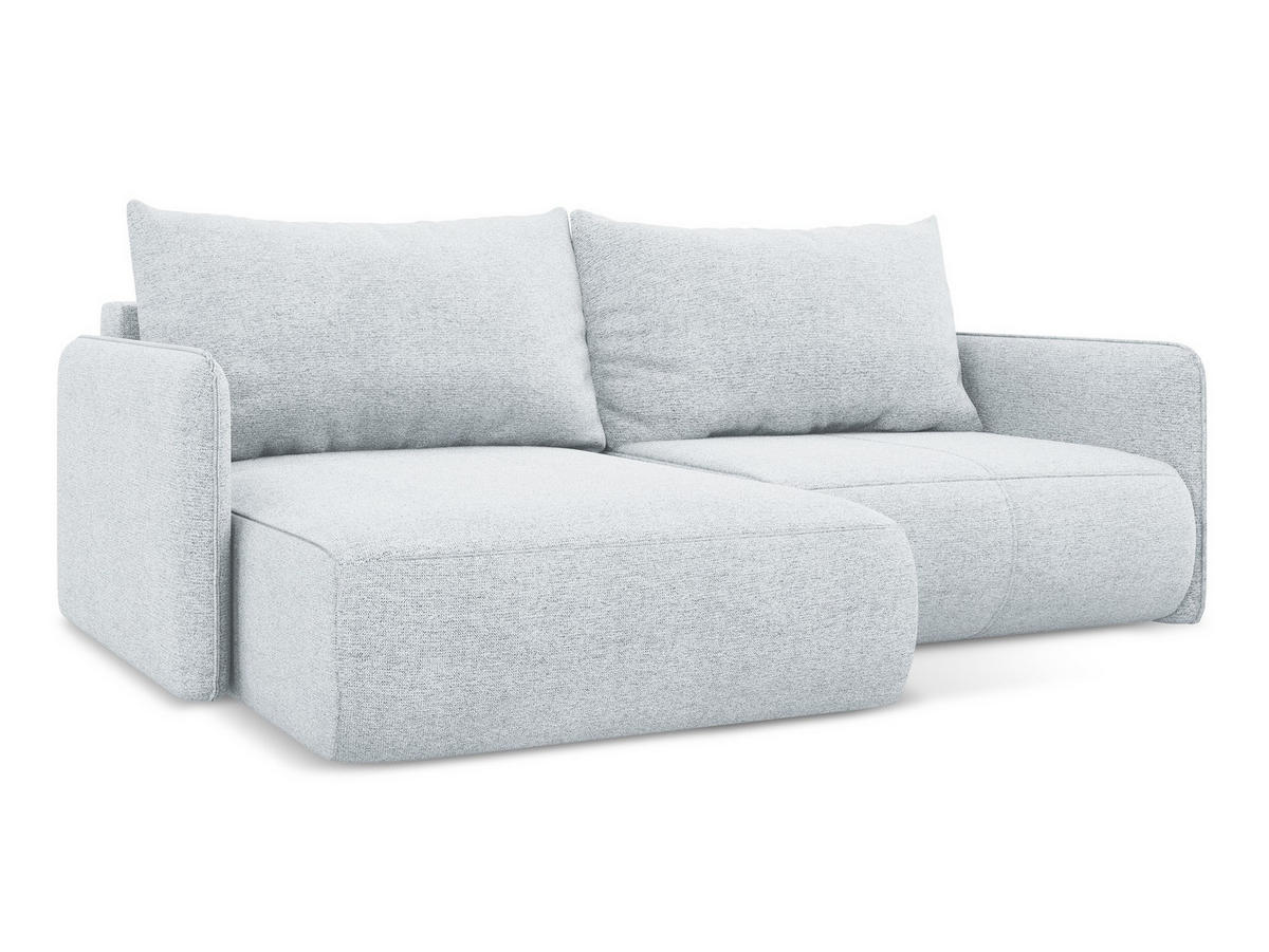 ECKSOFA mit Schlaffunktion Chenille Stoff Blau - Blau/Schwarz, Kunststoff/Textil (148/207cm) - Makamii
