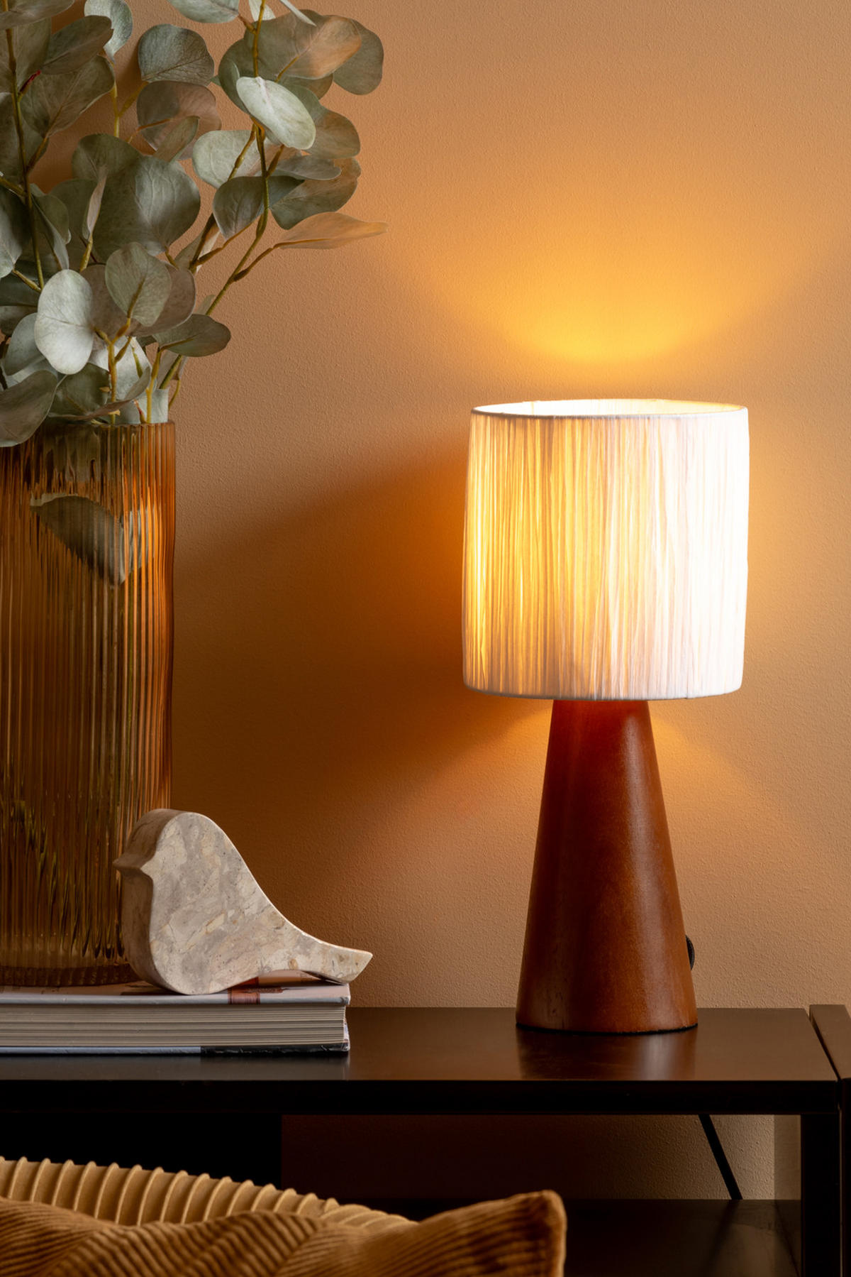 TISCHLAMPE Sheer Cone 15/15/33 cm - Weiß, Naturmaterialien (15/15/33cm) - Leitmotiv