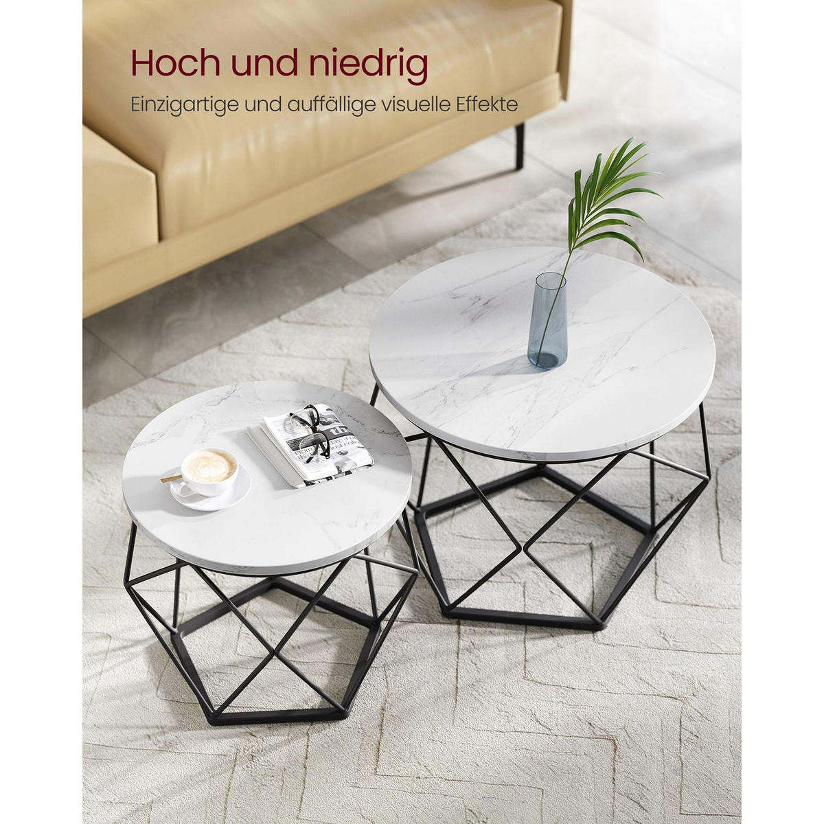 COUCHTISCH ASMARA - Weiß, Metall (50/50/40cm) - Hansiro