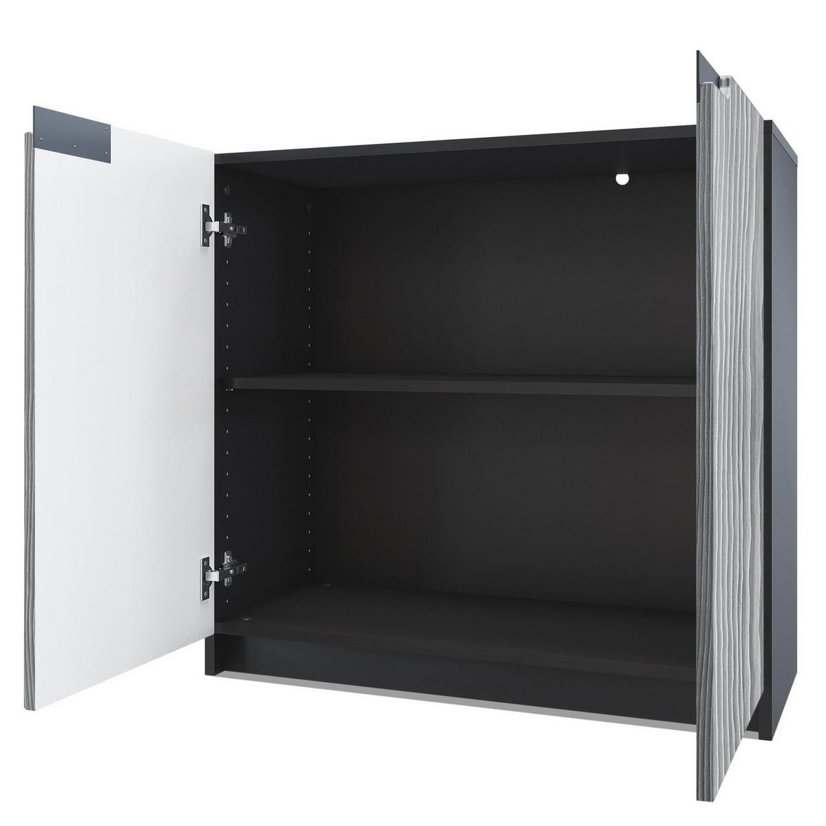 KOMMODE Logan Fronten in Schwarz Hochglanz - Schwarz Hochglanz, Holzwerkstoff (82/78/37cm) - Vladon