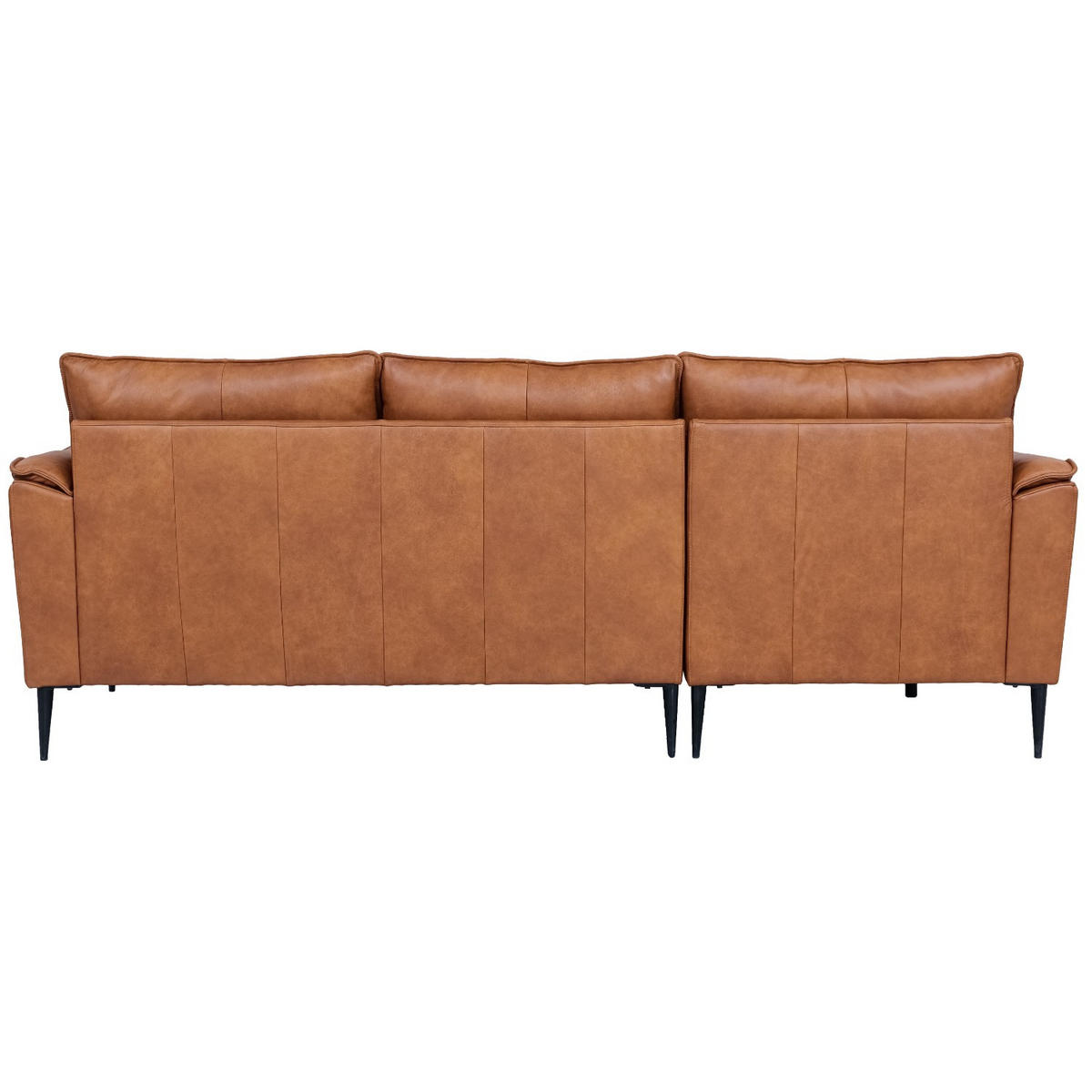 ECKSOFA Echtleder Cognac Braun - Schwarz/Braun, Leder/Metall (233/155cm) - Furnhouse