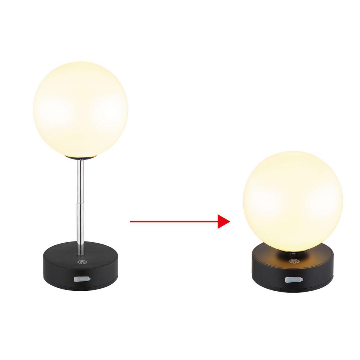 LED TISCHLEUCHTE Edelstahl Schwarz - Schwarz, Metall (12/12/28cm) - Globo Lighting