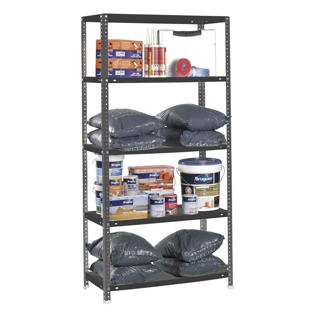SCHRAUBREGAL PANDA TALL | HxBxT 200x110x50cm | 5 Fachböden | Fachlast 90kg | Anthrazit - Anthrazit, Metall (110/200/50cm) - PROREGAL