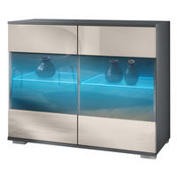 KOMMODE Bari Sandgrau Hochglanz - Sandfarben, Holzwerkstoff (92.5/75.5/35cm) - Vladon